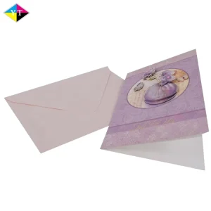 Custom Different Types Nice Handmade Decoration Printing Wedding Invitation Greeting Card and Envelope Set