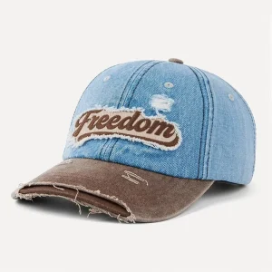 Custom Distressed Washed Two Tone 6 Panel Denim Dad Hat Streetwear Baseball Cap Vintage Men Women Adjustable Gorras