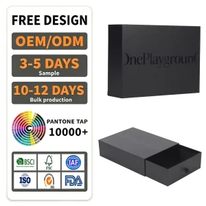 Custom Drawer Packaging Box Rigid Gift Box With Ribbon Hot Stamped for Earring Bracelet Jewelry Packaging Luxury Paper Boxes