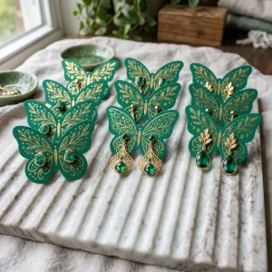 Custom Earring Cards Emerald Butterfly Premium Thick Card Jewelry Display OEM Personalized Logo Packaging Bulk Order
