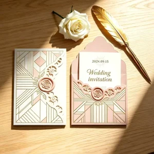 Custom Eco-Friendly Biodegradable Folding Laser Cut Art Paper Wedding Invitations UV/Hot Packaging