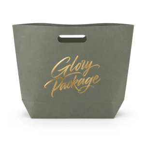 Custom Eco Friendly Sage Green Kraft Paper Shopping Bag Die Cut Handles Gold Foil Logo Printing for Clothing Shoes Luxury Gift