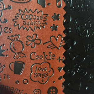 Custom Eco Friendly Waterproof 0.8mm 54 Wide Pressure Change Embossed Cartoon PU Leather Notebook Cover Sofa Garment