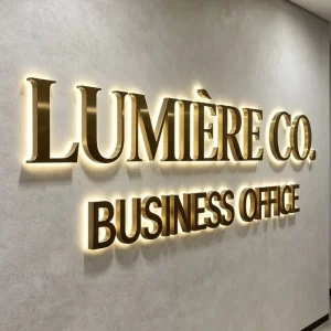 Custom Electroplated Metal Backlit Letters 3D LED Illuminated Channel Letter Company Reception Area Wall LED Signage