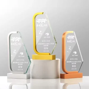 Custom Elegant Crystal Award Trophy New Designed Crystal Color Printing Trophies Medals Plaques