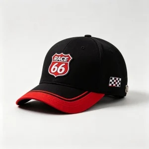 Custom Embroidery Logo Racing Baseball Cap Checkered Flag Patch Adjustable Cotton Motor Sport Snapback Hat for Men