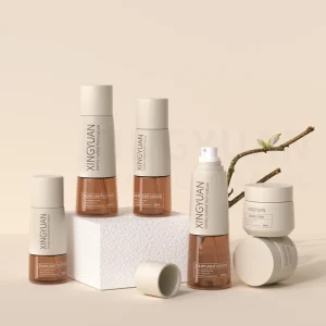 Custom Empty Skincare Packaging Set Irregular 50ml 100ml 120ml Cosmetic Serum Plastic Facial Cream Jar Lotion Pump Bottle Set