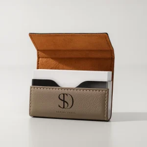 Custom Engraved Leatherette Business Card Holder Magnetic Snap Close Hard Card Case Personalized Corporate Gift