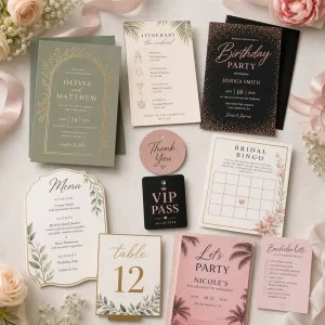 Custom Event Party Invitation Itinerary Cards Thank You Tags Game Cards for Wedding Birthday Events