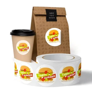 Custom Fast Food Packaging Stickers Logo Labels for Burger Box Coffee Cup Takeaway Restaurant Brand Promotion