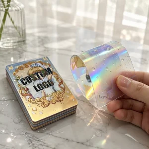 Custom Flexible Bendable Holographic Transparent PVC Card Waterproof Laser Rainbow Plastic Anime Style Collectible Trading Card
