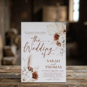 Custom Floral Design Wedding Invitation Cards-Premium Recyclable Paper Printed Invitations Eco-Friendly Finish Custom Logo