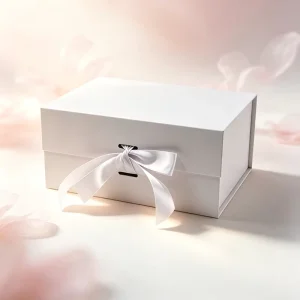 Custom Foldable Magnetic Book-Style Cardboard Gift Box with Ribbon Bow