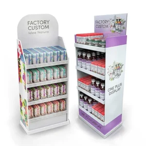 Custom Foldable Pharmacy Supplements Cardboard Display Stand Template Bracket Floor Paper Display Rack for Shop