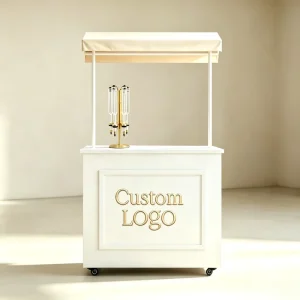 Custom Foldable Wheeled Perfume and Cosmetic Retail Display Counter Cabinet