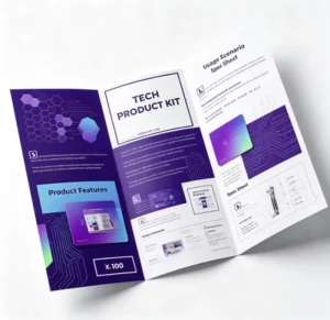Custom Folded Art Paper Brochure Corporate Marketing Collateral Product Showcase Booklet for B2B Branding