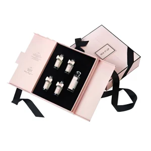 Custom Folded Matte Black Book Shaped Magnetic Cosmetics Gift Box Cardboard Box With Logo Gold Foil For Candle Perfume Packaging