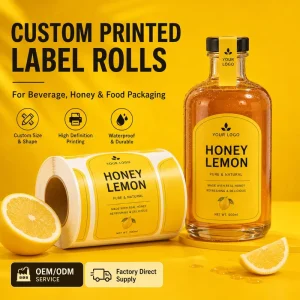 Custom Food Grade Label Stickers Biodegradable Eco Friendly Paper For Water Bottle Jar Cup Grocery Product Branding
