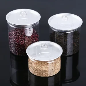 Custom Food Grade POP Can PET Jar with Lid 300ml 350ml 400ml 450ml 500ml 550ml PET Can with Easy Open Aluminum Lid