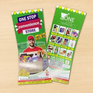 Custom Full Color DL Flyer Printing 157gsm Glossy Art Paper Double-Sided Promotional Leaflet for Convenience Store