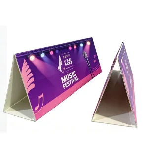 Custom Full Color Printed Triangle Display Board PP Laminated Exhibition Display Stand Advertising Bollard Cover