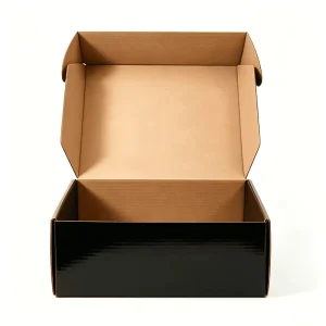 Custom Glossy Black Kraft Corrugated Mailer Box Shipping Carton for Apparel Cosmetic E-Commerce Packaging