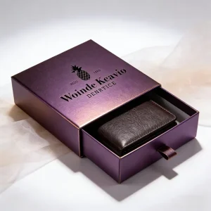 Custom Glossy Lamination Rigid Gift Box with Drawer Slide Style Ribbon Handle Electronics Wallet Belt Luxury Gift Packaging Box