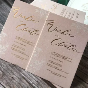 Custom Gold Foil Letterpress Wedding Invitation Embossed Luxury Wedding Invitation Card with Printed