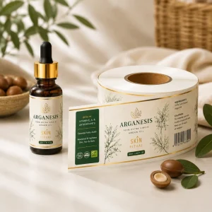 Custom Gold Foil Oilproof Skin Care Cosmetics Label Stickers for Essential Oil Amber Bottles