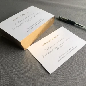Custom Gold Foil Thank You Cards Gold Edge Paper Thank You Note Card For Small Business Jewelry Apparel Insert Packaging Cards