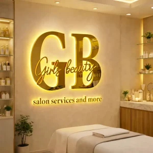 Custom Gold Metal Backlit Metal Letter Sign Beauty Salon Logo Signage Spa Reception Wall Decor Illuminated Brand Display