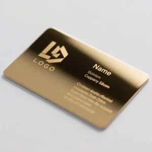 Custom Gold Metal Business Card Stainless Steel Mirror Finish Laser Engraved Logo Personalized