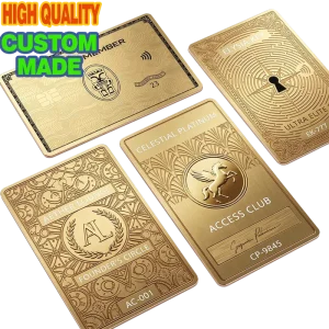 Custom Gold Metal Business Cards 3D Relief Embossed Pegasus Emblem Labyrinth Executive VIP Membership Passes Soft Enamel