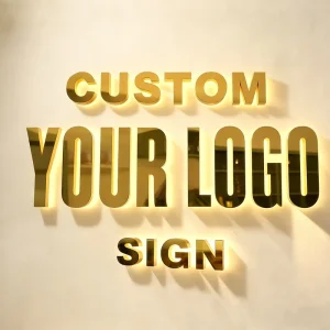 Custom Gold Your Logo Sign 3D Business LED Logo Sign for Personalized Brand Logo Display