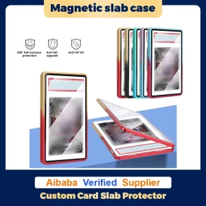 Custom Gradient Color logo Magnetic Slab Case Protector Graded Cards Stackable Metal Bumper Graded Slab Collection Holder