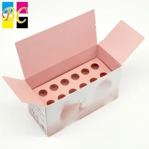 Custom Gradient Pink White Paper Box with 10-Hole Insert for Ampoules Vials Oral Liquids Storage