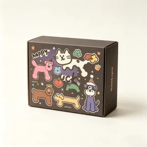Custom Graffiti Cartoon Print Paper Box Cute Animal Graphic Outer Packaging Box for Pet Surprise Gift Sets