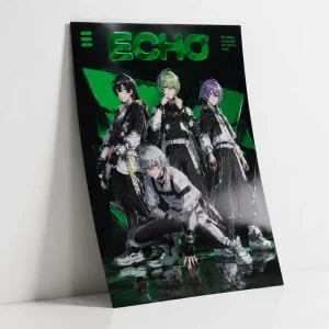 Custom Green Foil Art Print Anime Manga Printing Collectible Metallic Effect 3D Varnish Raised Spot UV Illustration Fan Posters