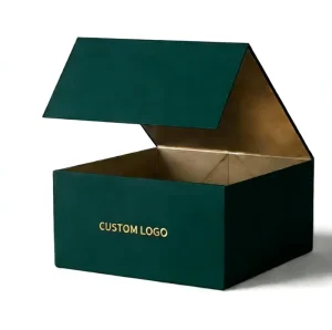 Custom Green Magnetic Folding Gift Box with Logo Eco-Friendly Rigid Packaging for Wigs, Clothing and Shoes