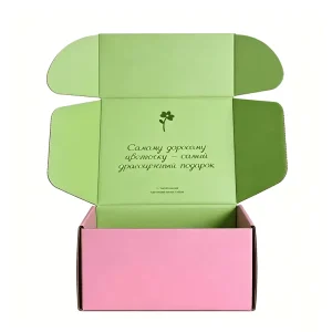 Custom Green Pink Corrugated Mailer Boxes Printed Logo OEM Color Packaging Factory Ecommerce Subscription Gift Boxes