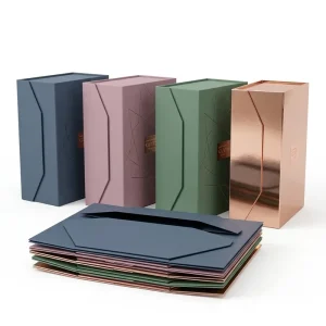 Custom Green Red Holographic Glossy UV Coated Embossed Magnetic Wedding Big Gift Rigid Box with Coated Paper