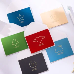 Custom Greeting Cards With Envelopes Embossed and Hot Stamped Greeting Cards Vintage Simple Bronzing Design