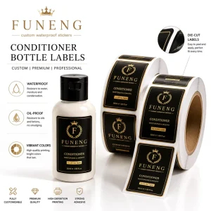 Custom Hair Conditioner Vial Bottle Labels Waterproof Vinyl Sticker Scratch Resistant Permanent Adhesive for Private Label