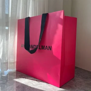 Custom Handmade Durable Glossy Luxury Paper Shopping Bag Ribbon Handle Laminated Retail Gift Packaging Fashion Clothing Boutique