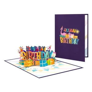 Custom Handmade Gift Flamingo Folding Pop Birthday Card Thank You Card with Envelope Holiday Blessing 3D Greeting Card