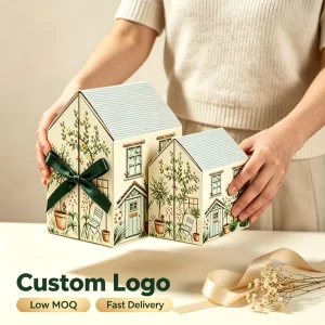 Custom Handmade Rigid Paper House Shaped Gift Box for Bridal Showers Birthdays and Holiday Souvenir Gifts