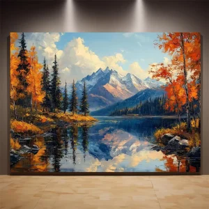 Custom Handpainted Realist Landscape Oil Paintings Original Art Canvas Wall for Living Room Mountain River Sunset Scene