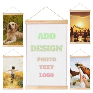 Custom Hanging Poster Personalized Wall Art Add Your Own Photo Text Logo Wooden Shaft Posters Wall Decor for Office Home Shop