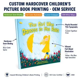 Custom Hardcover Children Picture Book Printing Full Color Custom Endpaper Sewn Binding OEM Low MOQ