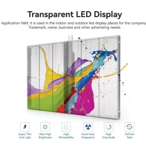 Custom High Brightness P3.91 Indoor Transparent LED Screen For Glass Wall And Store Window Advertising Transparent Led Screen
